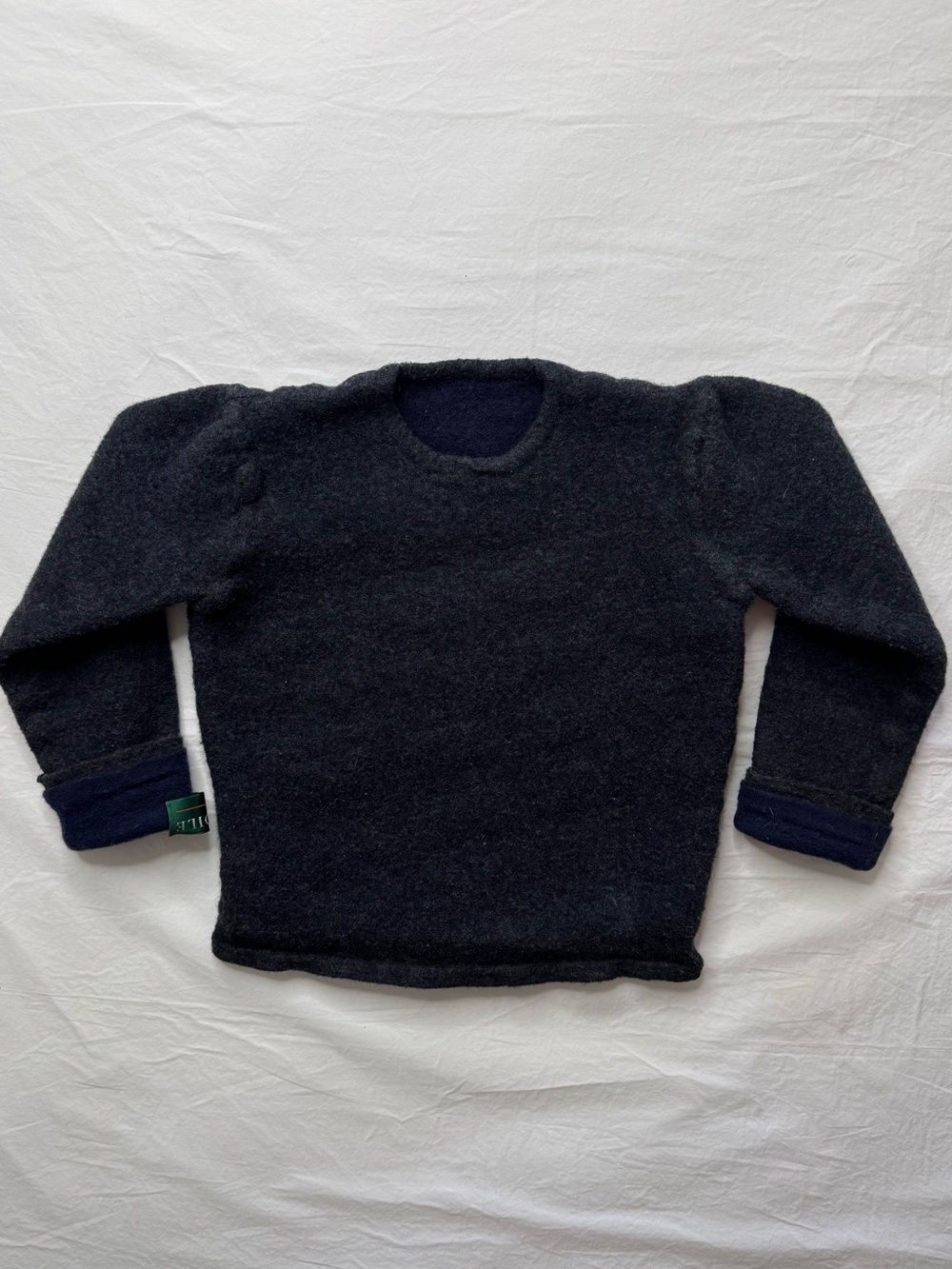 Crocodile - Gray & Navy Crewneck Wool Sweater